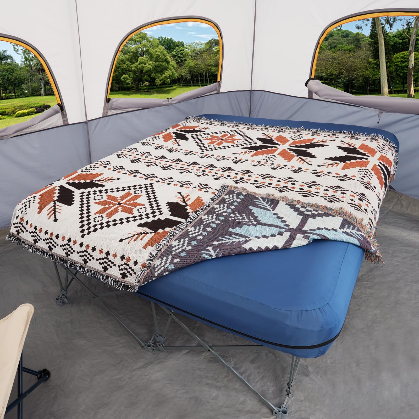 Portable Folding Camping Cot with Air Mattress for Adults | Outdoor Camping & Travel Bed(Air Pump Not Included)