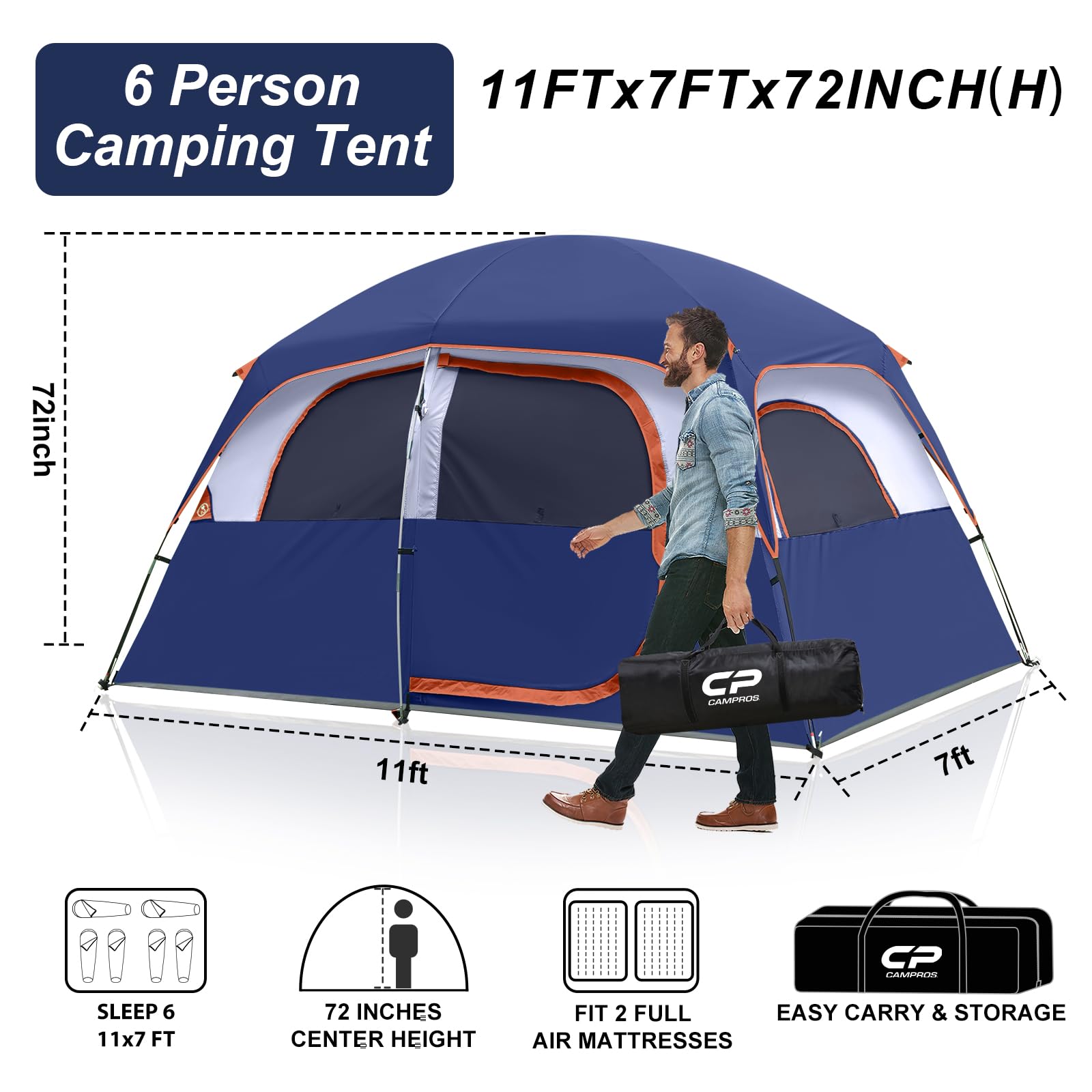 4 - 6 Person Camping Tent | 1 Room