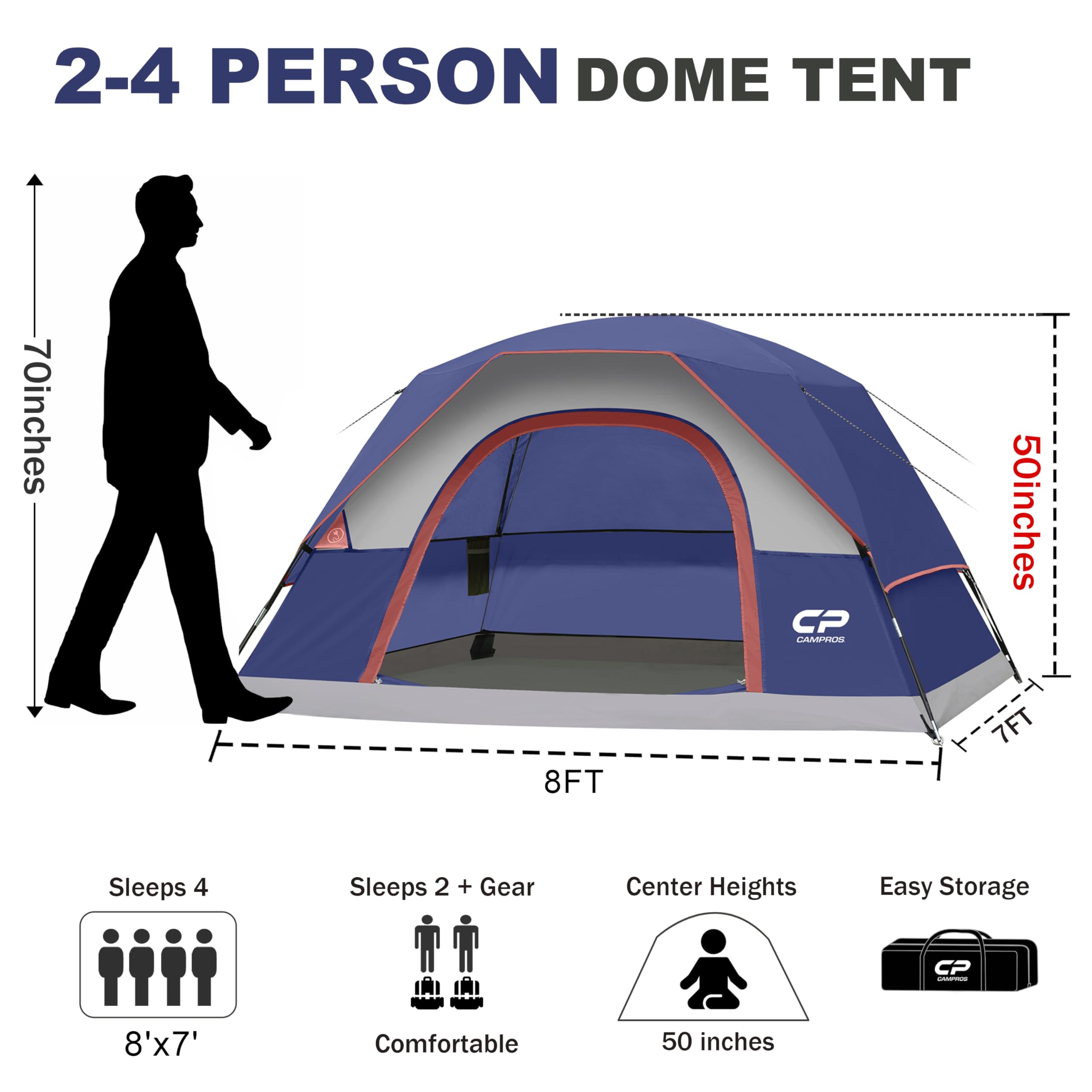2-4 Person Camping Tent | 1 Room