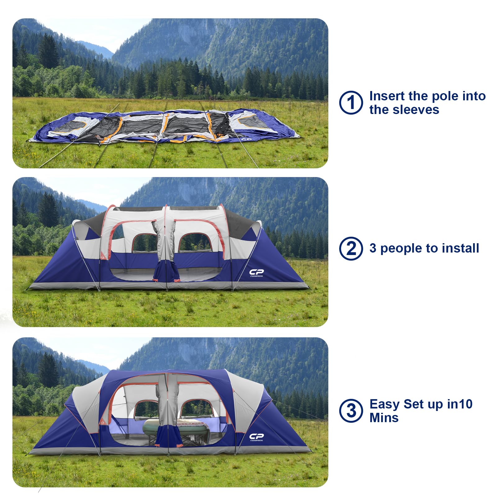 12 Person Camping Tent | 3 Rooms