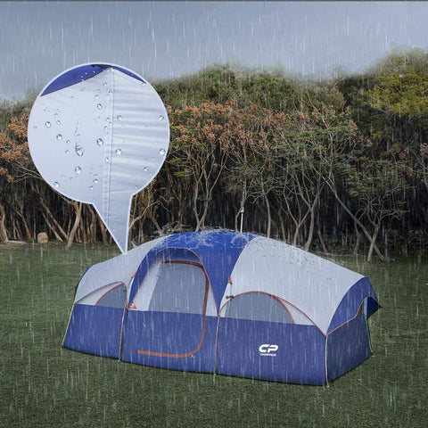 8 Person Weather Resistant Family Tent | Double Layer with Divided Room