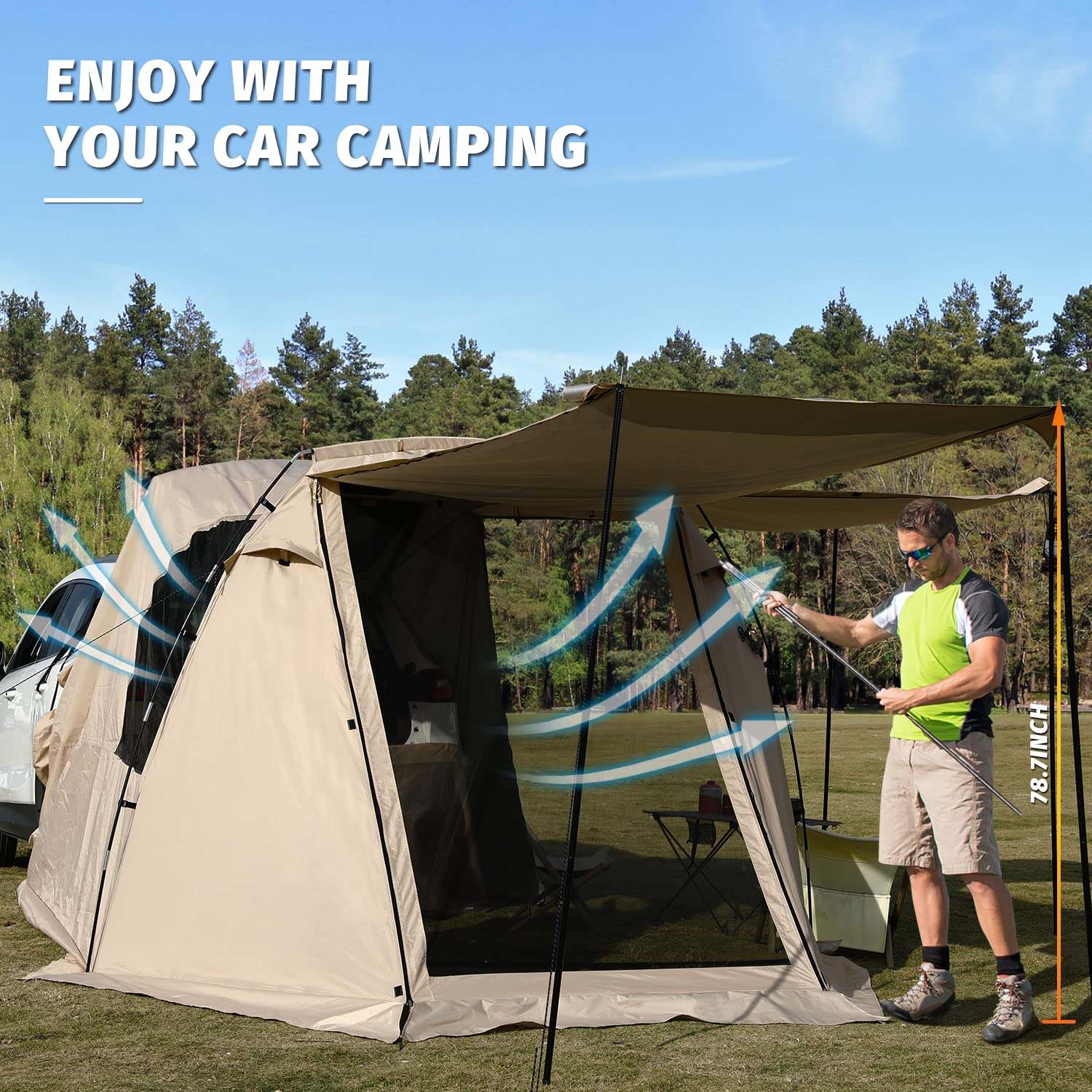 SUV Tailgate Tent | Shade Awning for Camping, Picnic, Sports & Outdoor Travel