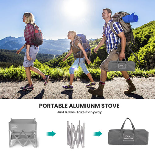 18" Portable Outdoor Fire Pit | Stainless Steel Pop-Up Fireplace