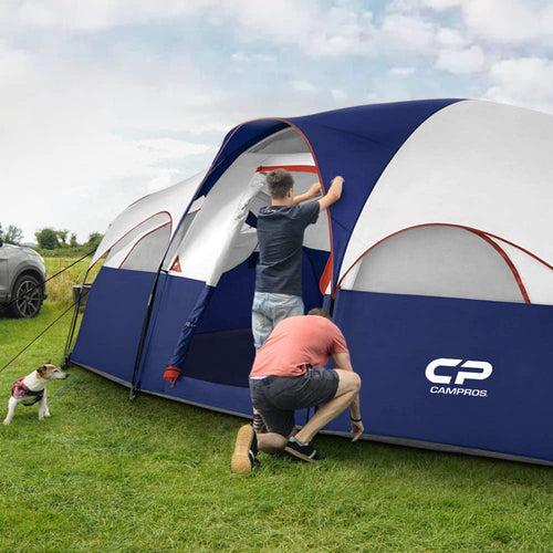 8 Person Weather Resistant Family Tent | Double Layer with Divided Room
