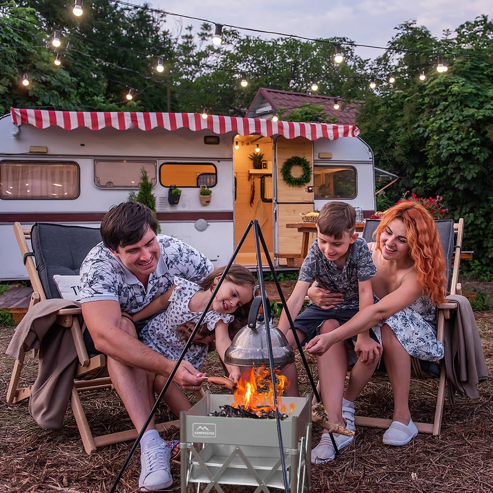 18" Portable Outdoor Fire Pit | Stainless Steel Pop-Up Fireplace