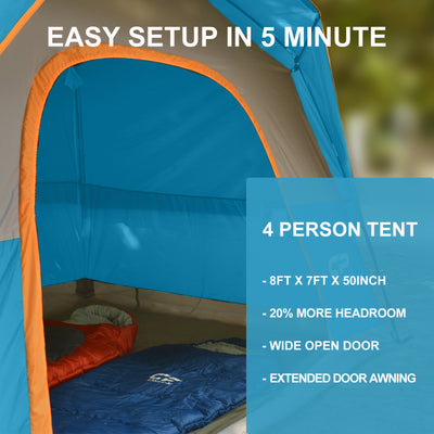 CAMPROS 4 Person Cabin Tent
